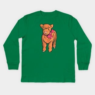 Highland cow calf Kids Long Sleeve T-Shirt